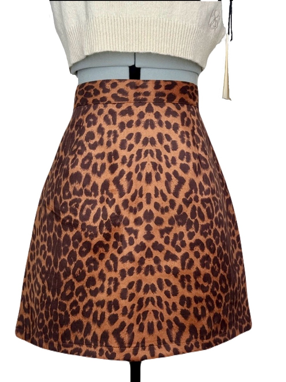 Lyaner Leopard Print High Waisted Mini Skirt S